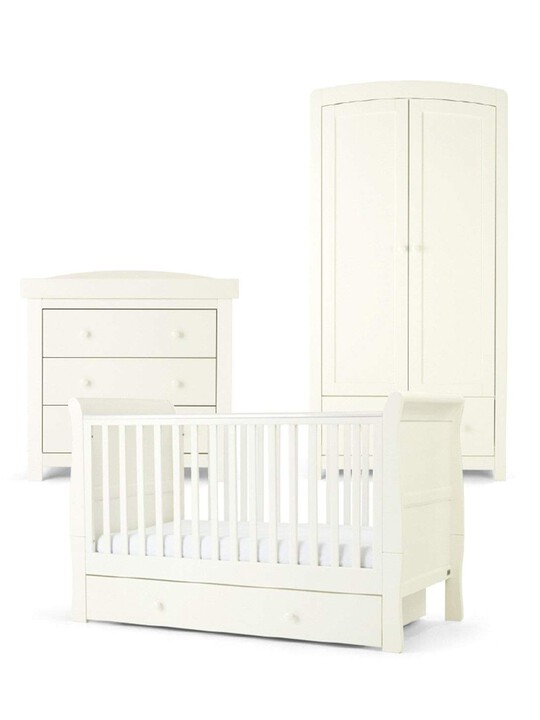 Mia 3 Piece Cotbed Set with Dresser Changer and Wardrobe- White image number 2